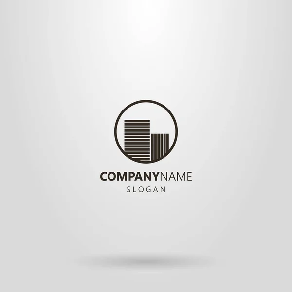 Logotipo Arte Blanco Negro Dos Casas Gran Altura Marco Redondo — Vector de stock