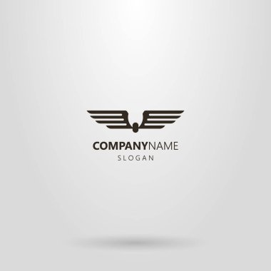 siyah ve beyaz basit vektör düz sanat logosu iki yayılan kanatlar