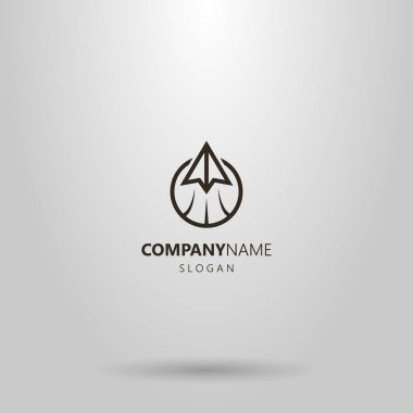 yuvarlak çerçevedeki bir kağıt uçağın siyah beyaz basit vektör çizgi sanat logosu