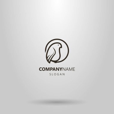 yuvarlak bir çerçevede kuş siyah ve beyaz basit vektör çizgi sanat logosu