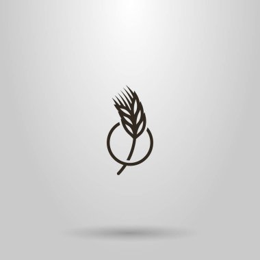 yuvarlak bir çerçevede bir buğday fırıncılık siyah ve beyaz basit vektör çizgi sanat işareti