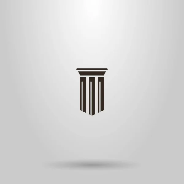 Eski bir Yunan sütun Siyah ve beyaz basit vektör düz sanat kalkan şeklinde işareti