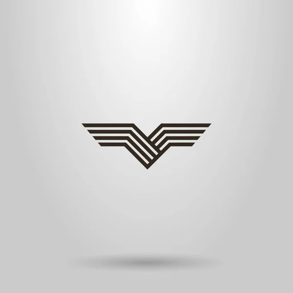鳥の翼の黒と白のシンプルなラインアートベクトル抽象記号 — ストックベクタ