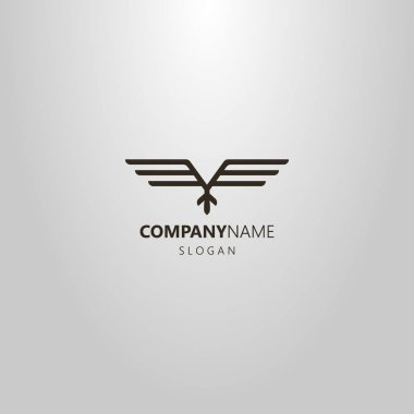 soyut etnik uçan kuş siyah ve beyaz basit çizgi sanat vektör geometrik logosu