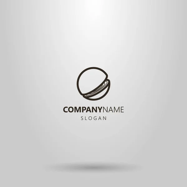 black and white simple line art vector logo of split orb