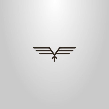 soyut etnik uçan kuş siyah ve beyaz basit çizgi sanat vektör geometrik işareti