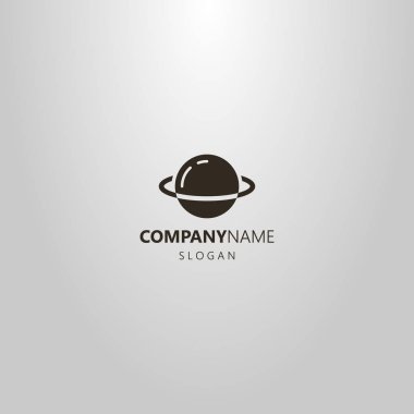 karikatür gezegen Satürn siyah beyaz basit vektör düz sanat anahat logosu 