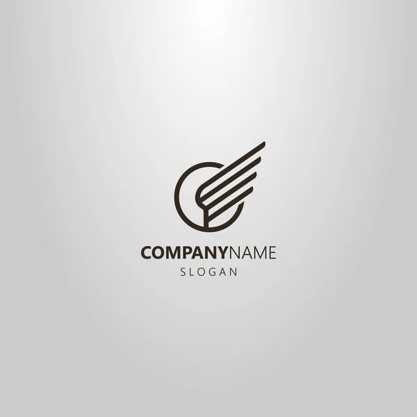 Noir Blanc Simple Vecteur Ligne Art Logo Aile Oiseau Dans — Image vectorielle