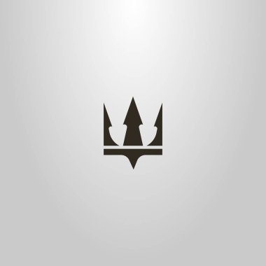 siyah ve beyaz basit düz sanat vektör işareti taç veya Trident Poseidon