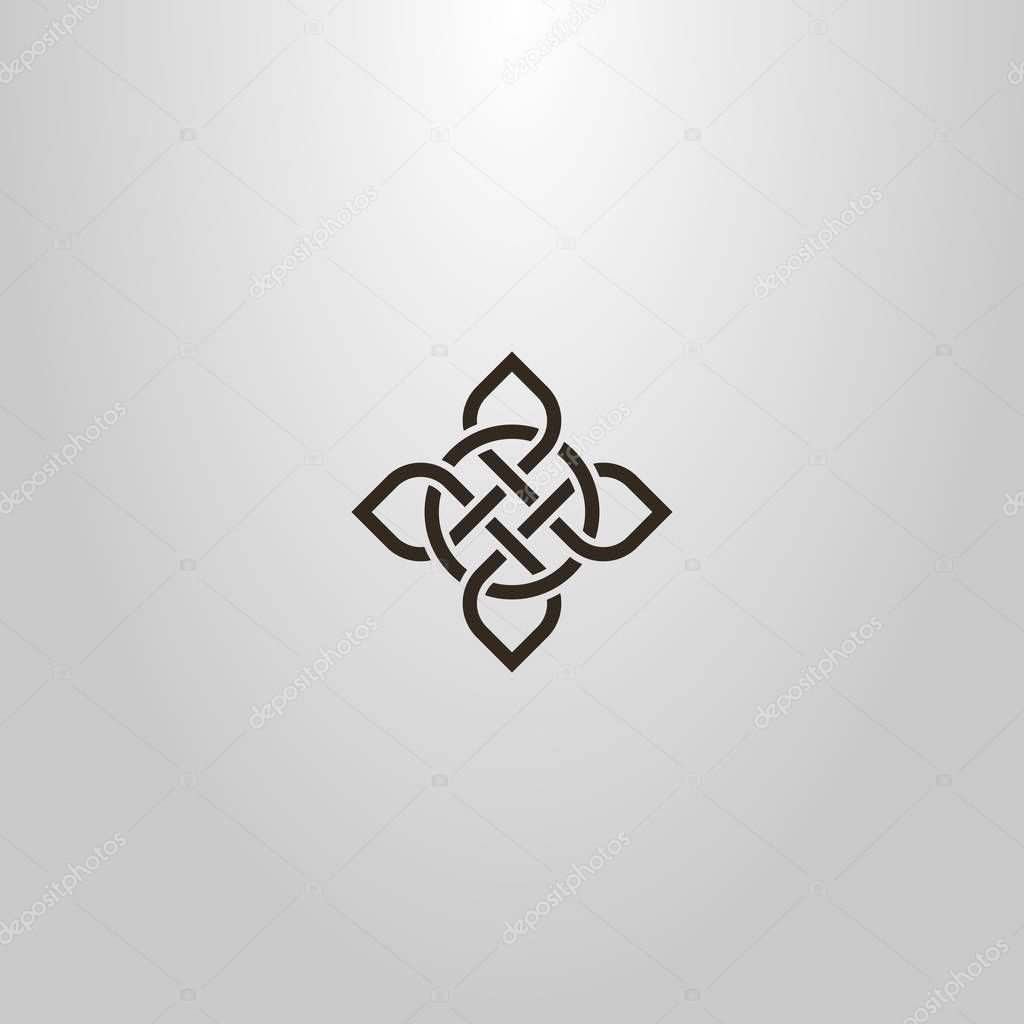 black and white simple line art vector sign of cruciform element of celtic ornament 