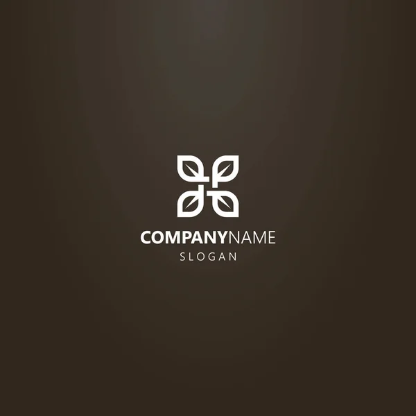 Logo Blanc Sur Fond Noir Simple Ligne Art Vecteur Carré — Image vectorielle