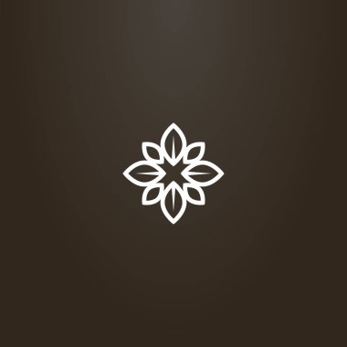 siyah arka planda beyaz işareti. sekiz çay yaprakları basit vektör çizgi sanat Çapraz şekilli işareti