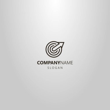 dairesel bir hedefin merkezinden büyüyen bir ok siyah beyaz basit vektör çizgi sanat logosu