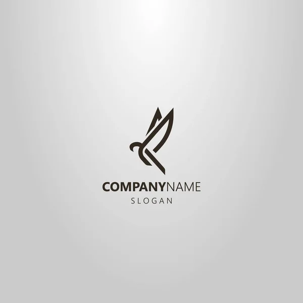 Noir Blanc Simple Vecteur Ligne Art Logo Oiseau Volant Abstrait — Image vectorielle