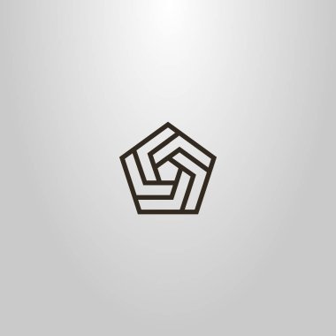 birkaç parçanın spiral beşgen siyah ve beyaz basit vektör çizgi sanat geometrik işareti