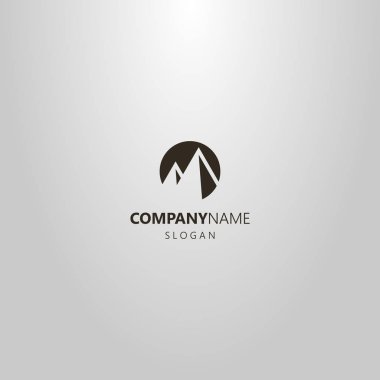 siyah beyaz basit vektör düz sanat negatif uzay yuvarlak logosu iki dağ zirveleri