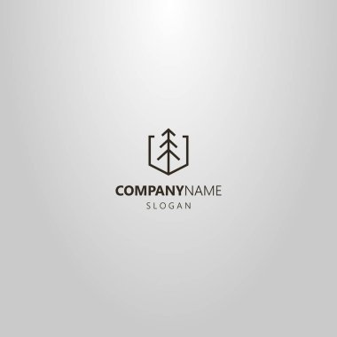 siyah beyaz basit vektör çizgi sanat bir kalkan şeklinde çerçeve ladin geometrik logosu