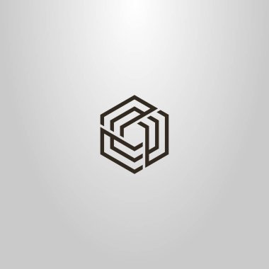 soyut altıgen desen siyah ve beyaz basit vektör çizgi sanat geometrik işareti