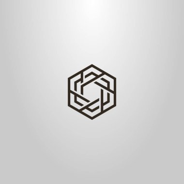 soyut altıgen yapının siyah beyaz basit vektör çizgi sanat geometrik anahat işareti