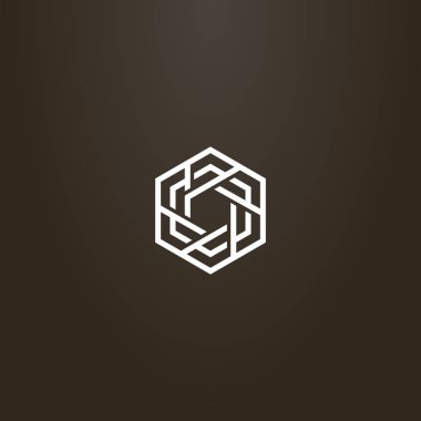 Siyah arka planda beyaz tabela. soyut altıgen yapının vektör çizgisi geometrik ana hat işareti