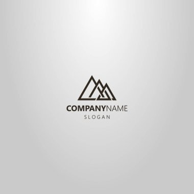 siyah ve beyaz basit vektör çizgi sanat logosu üç taramalı üçgenler
