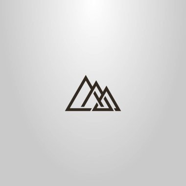 Üç taramalı üçgenler siyah ve beyaz basit vektör çizgi sanat işareti