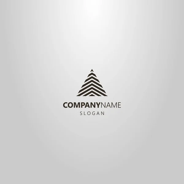 black and white simple line art vector logo of modern striped triangle