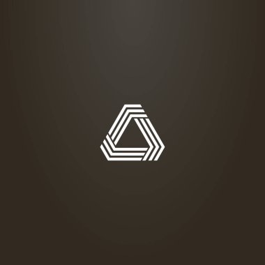 siyah bir arka plan üzerinde beyaz bir işaret. basit vektör çizgisi sanat işareti kalın açıları ile üç satır modern fütüristik üçgen yapısı