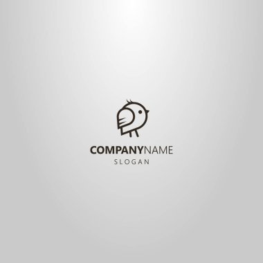 siyah beyaz basit vektör çizgi sanat bir karikatür küçük kuş logosu anahat