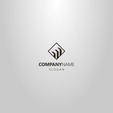 bir elmas çerçeve içinde üç dikdörtgen şekilsiyah ve beyaz basit vektör düz sanat logosu