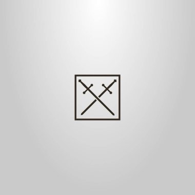 kare kare iki çapraz kılıç siyah ve beyaz basit vektör işareti