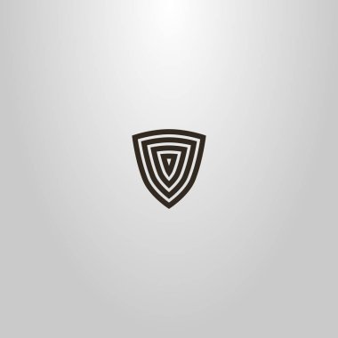 çizgili kalkanın siyah beyaz basit anahat vektör çizgisi sanat işareti