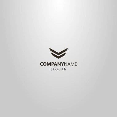 kanat şeklinde iki çizgili siyah ve beyaz basit düz sanat vektör soyut logosu