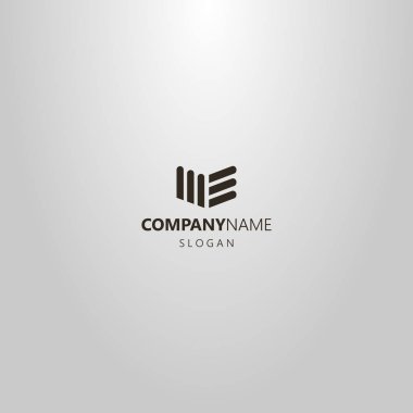 kitaplara benzer geometrik şekiller siyah beyaz basit vektör soyut düz sanat logosu