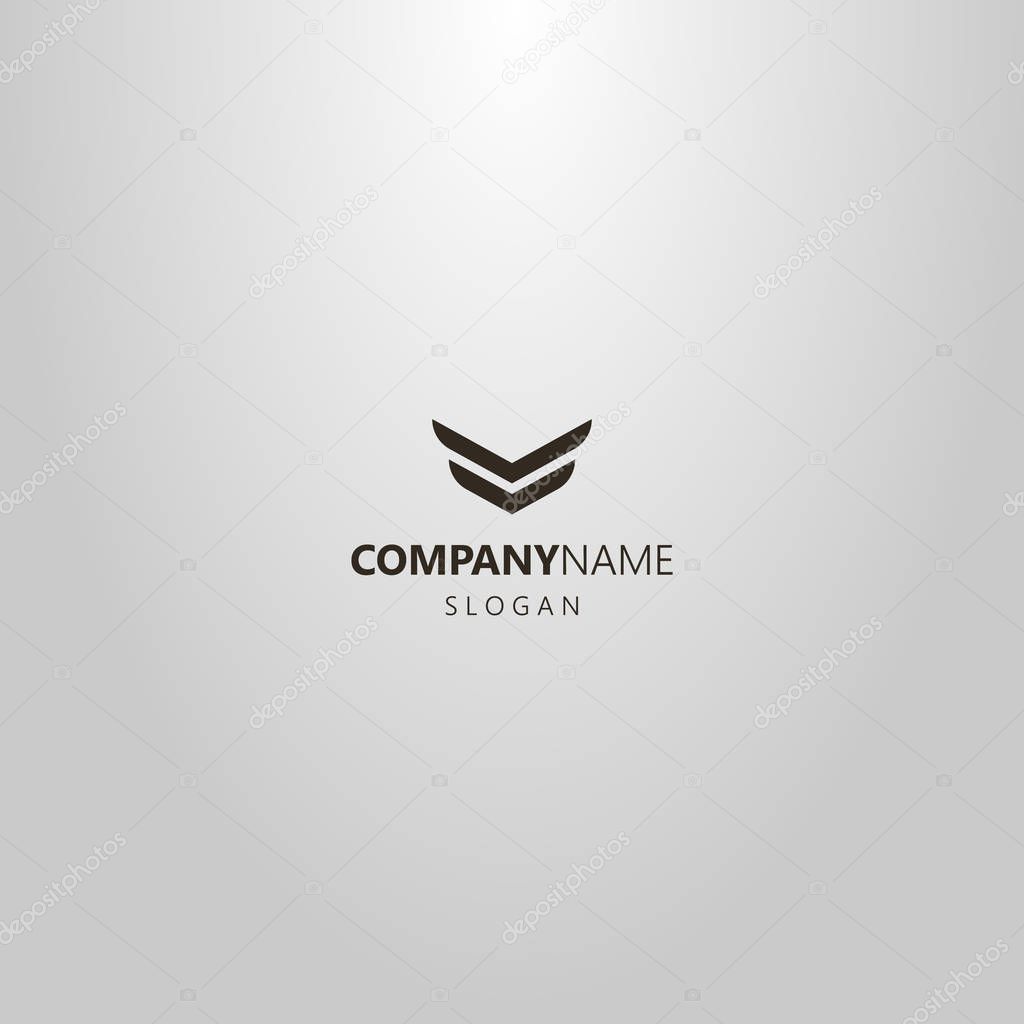 black and white simple flat art vector abstract logo of two stripes in the form of wings