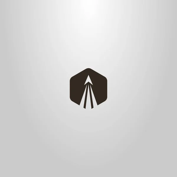 siyah beyaz basit düz sanat soyut vektör altıgen işareti bir kalkış roket 