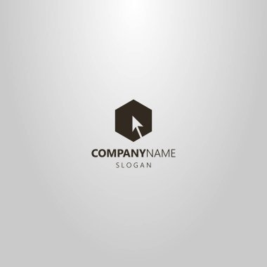 imleç ok siyah beyaz basit vektör minimalist negatif uzay altıgen logosu 