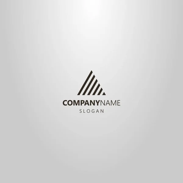Noir Blanc Simple Vecteur Minimaliste Ligne Art Logo Triangle Rayé — Image vectorielle