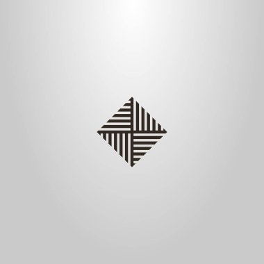 farklı yönlerde çizgili parçalara bölünmüş bir eşkenar dörtgen siyah ve beyaz basit vektör işareti