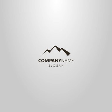 siyah ve beyaz basit vektör düz sanat logosu üç dağ zirvesi silueti