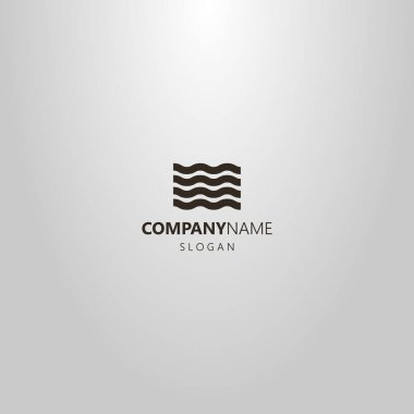 siyah ve beyaz basit vektör soyut dikdörtgen logosu birbiri üzerine konmuş dalgalı çizgiler