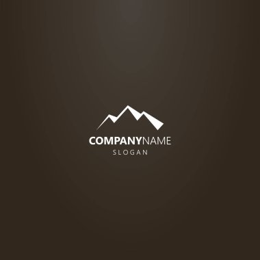 Siyah arka planda beyaz logo. Üç dağın siluetinin basit vektör düz sanat logosu