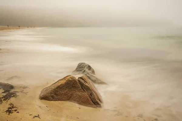 Coast Atlantic Ocean Fog Long Exposure Artistic Photo Acadia National — Stock Photo, Image