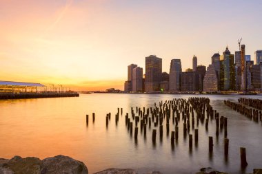 New York şehri ve bay görünümünü. New York. Uzun ışık pozlama.