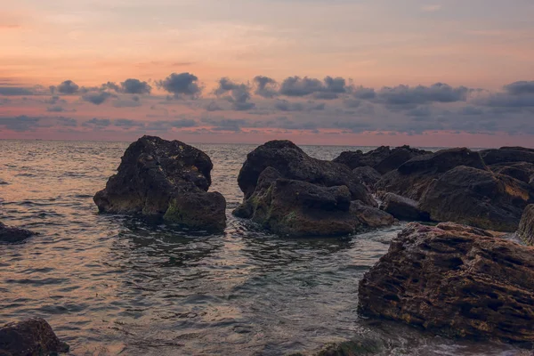 Amanecer Mar Vista Desde Agua Del Sol Naciente Hermoso Cielo —  Fotos de Stock