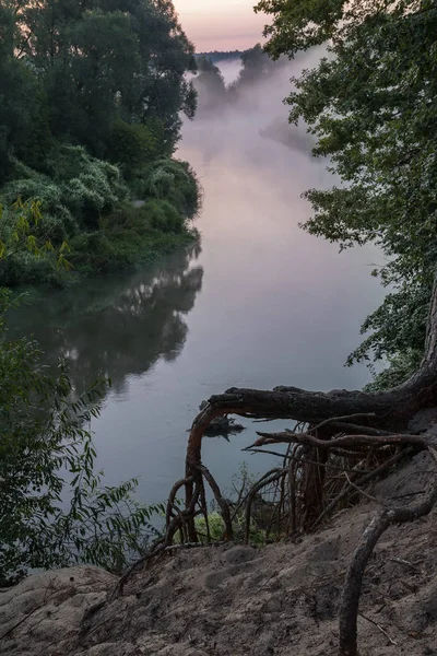 川の霧深い穏やかな早朝 — ストック写真