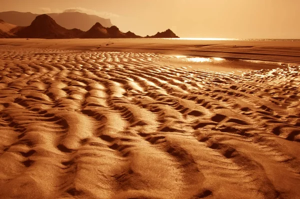 Zonsondergang Een Wilde Strand Aan Indische Oceaan Gouden Zonsondergang Het — Stockfoto