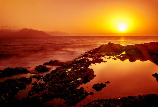 Dawn Wild Coast Island Indian Ocean Long Exposure — Stock Photo, Image