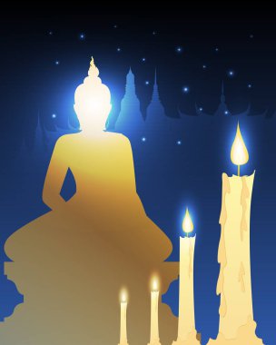 mumlar ve tapınak Budist vesak günü ile
