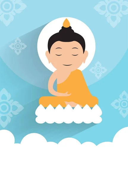 Vesak Day Buddha Erleuchten Auf Der Lotusvektorillustration — Stockvektor
